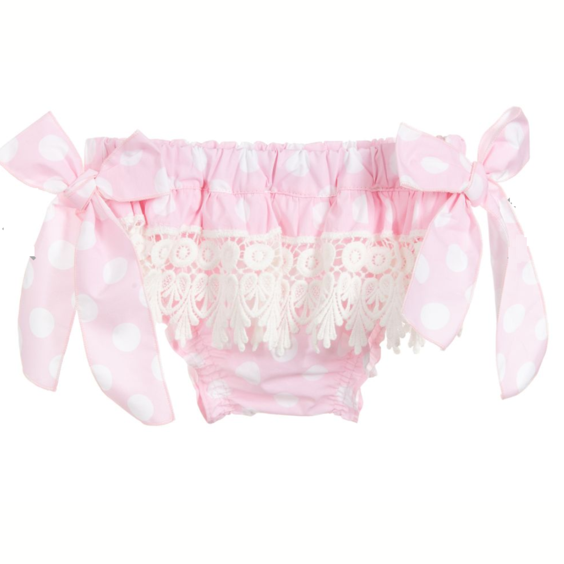 Tapa Fraldas rosa com bolas e renda