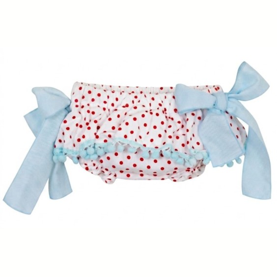 Bloomer � pois rouges avec pompon bleu