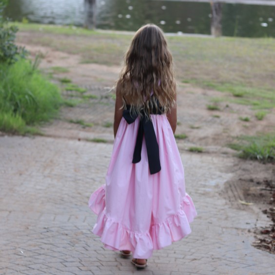 Pink and black dress with bow