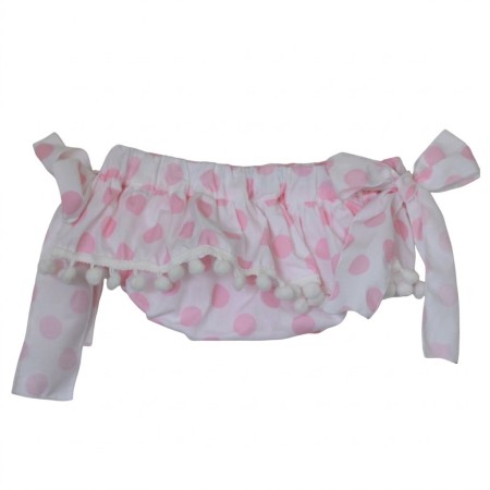 White with pink dots pompom bloomer