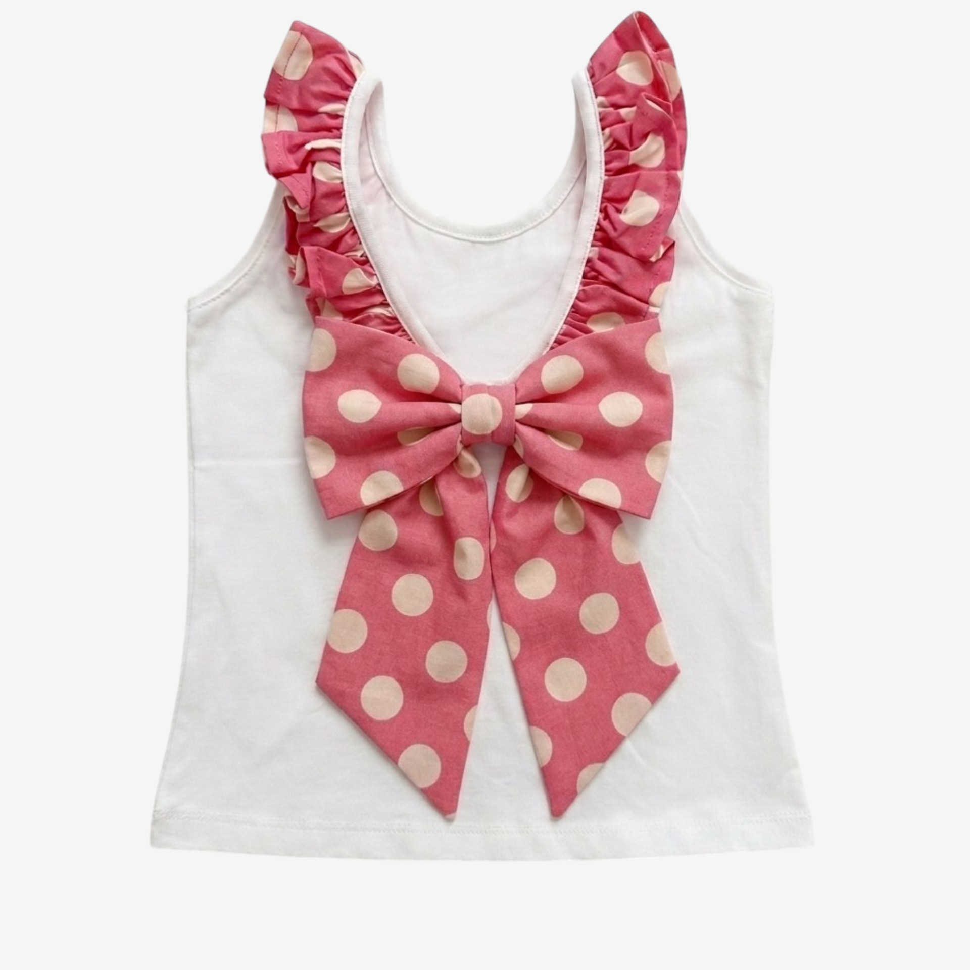 Coral dots Back bow T-shirt