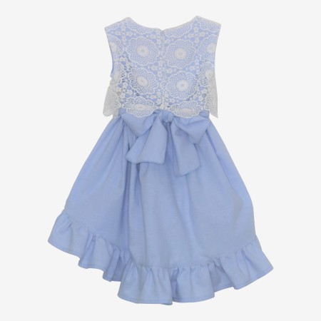 Robe bleu oxford avec dentelle