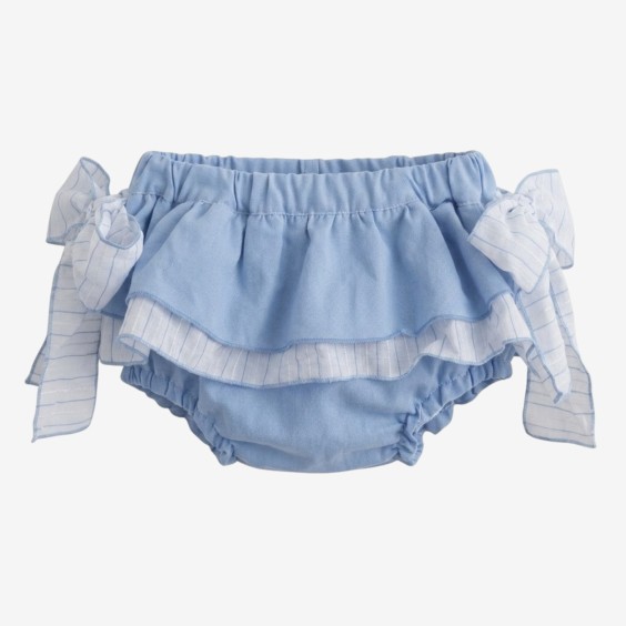 Blue Oxford two frill  bloomer