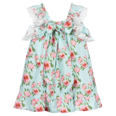 Mint dress with pink peonies and tulle.