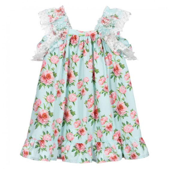 Mint dress with pink peonies and tulle.