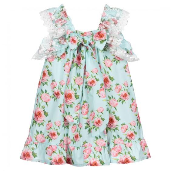 Mint dress with pink peonies and tulle.