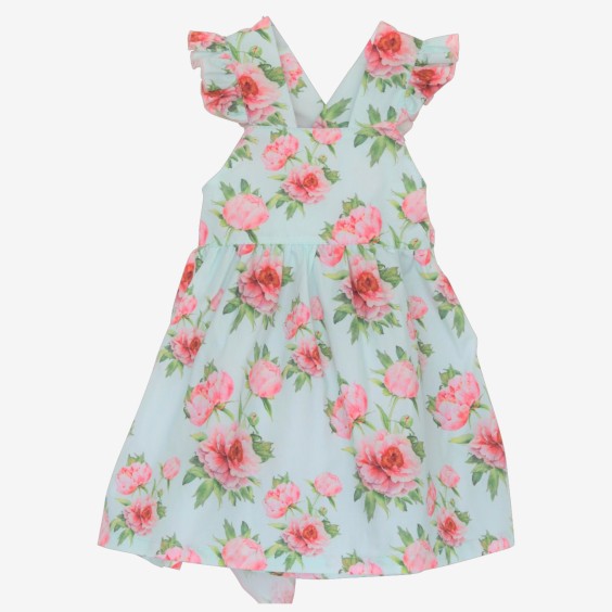 Mint dress with pink peonies