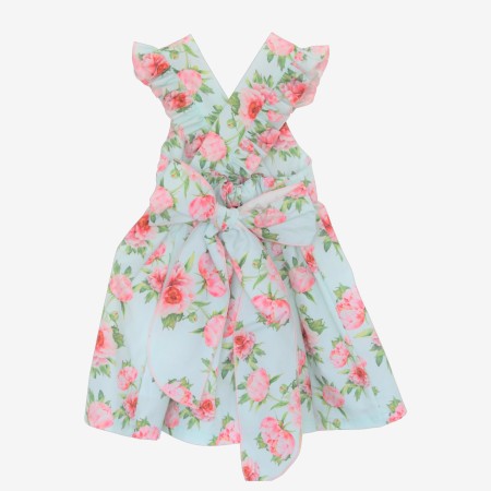 Mint dress with pink peonies
