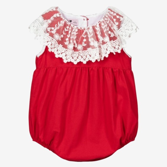 Red romper with tulle