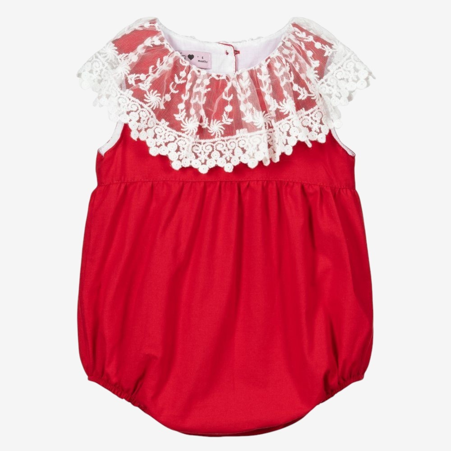 Red romper with tulle