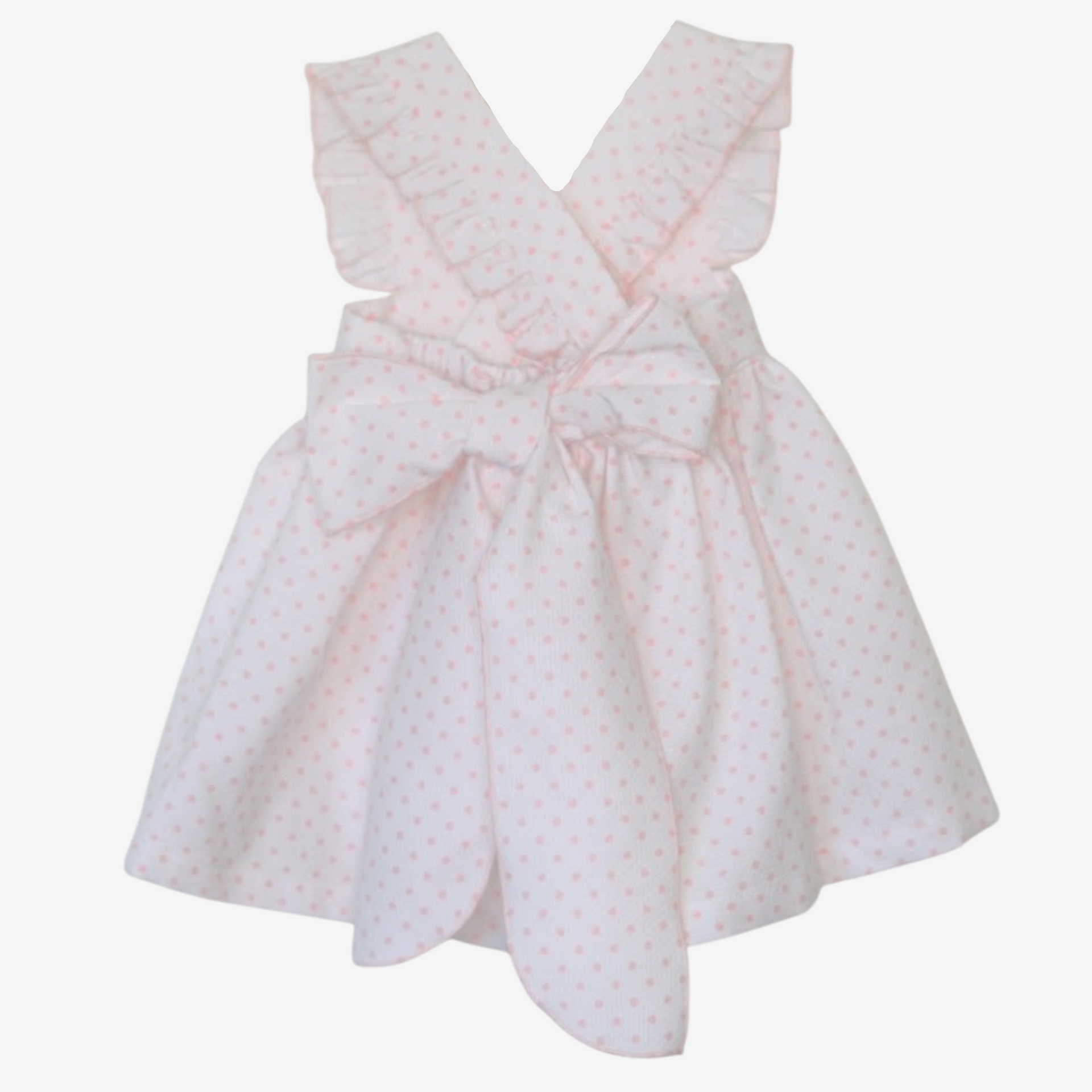 Ivory with pink dots pinafore dress