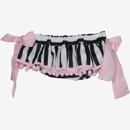 Black stripes bloomer with pink pompom Black stripes bloomer with pink pompom
