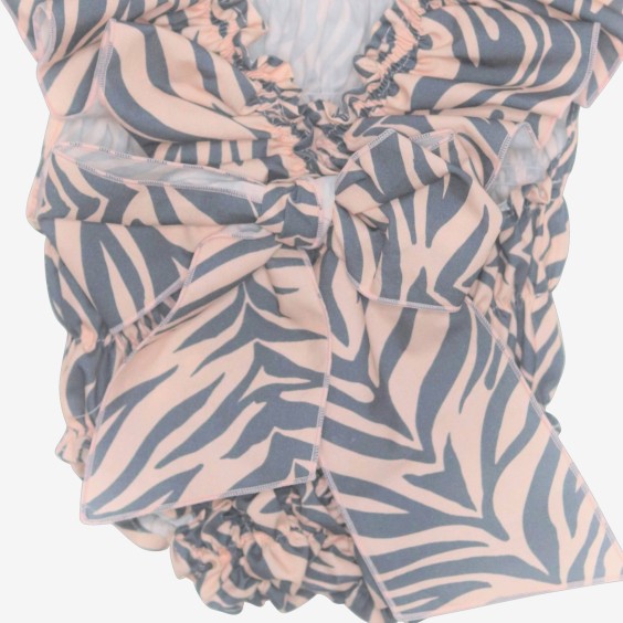 Maillot de bain à imprimé zèbre gris et saumon en nid d'abeille