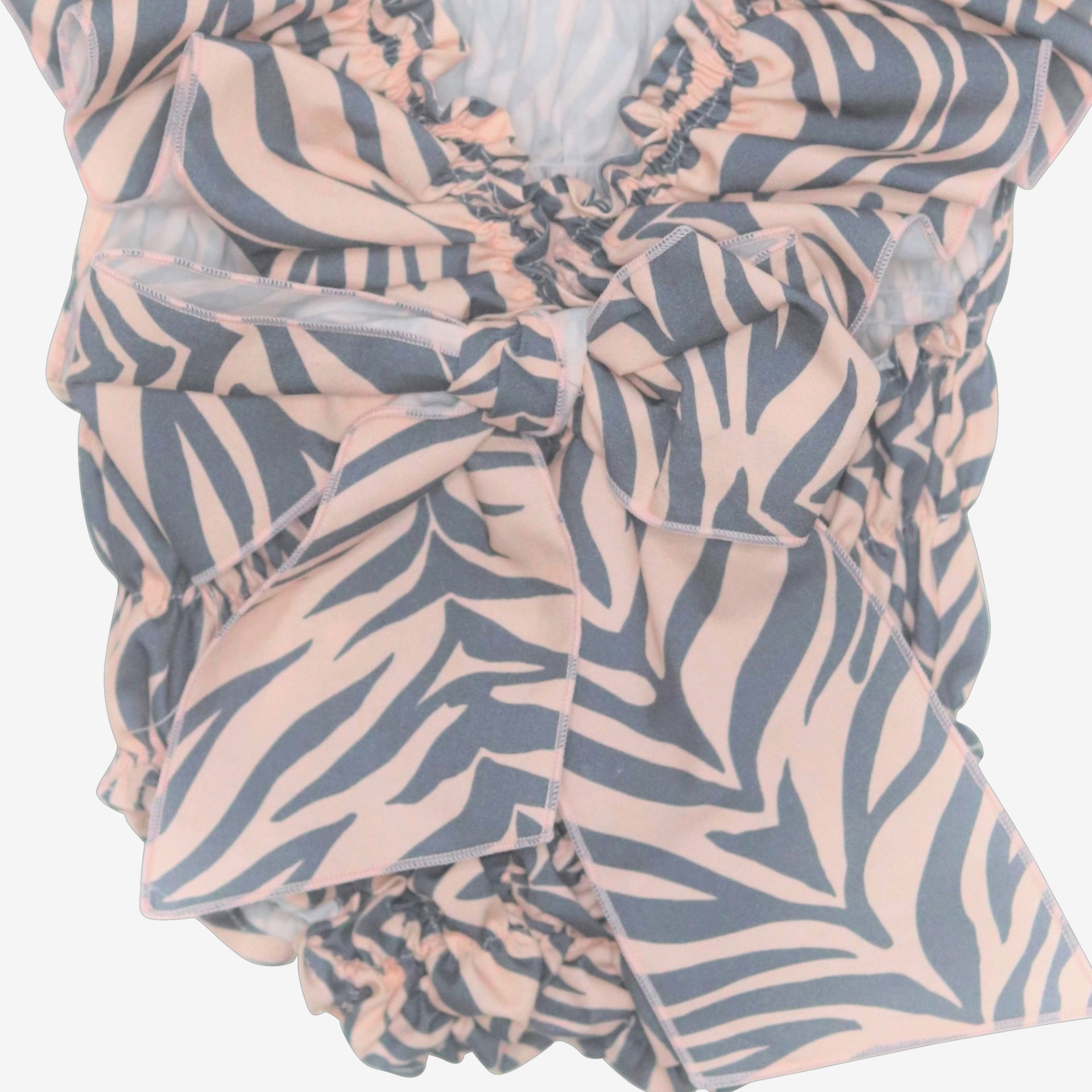 Maillot de bain à imprimé zèbre gris et saumon en nid d'abeille
