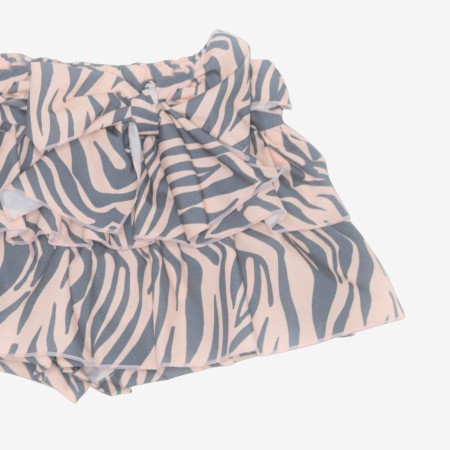 Gray and salmon zebra skort