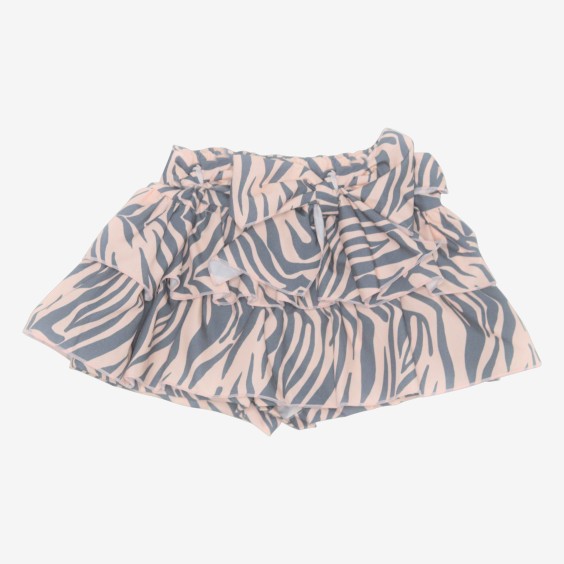 Gray and salmon zebra skort
