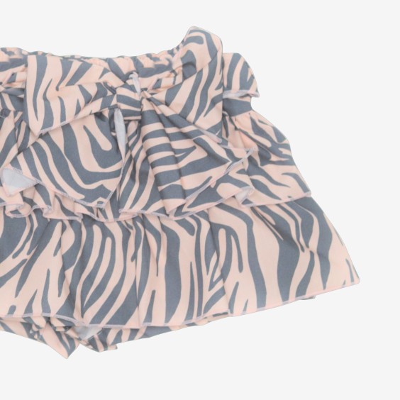 Gray and salmon zebra skort