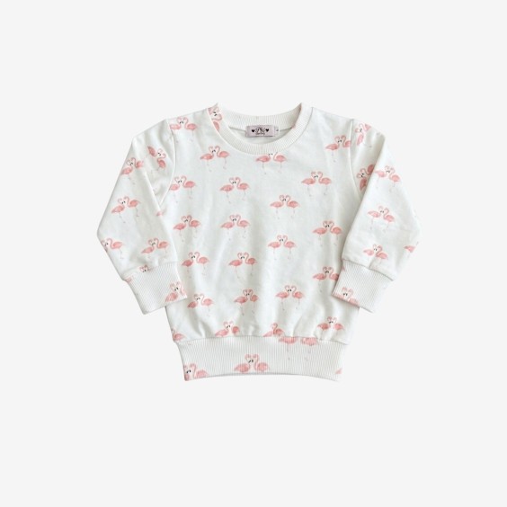 Sweat ivory flamingos - Woman