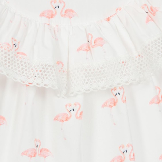 Ivory tunic with flamingos