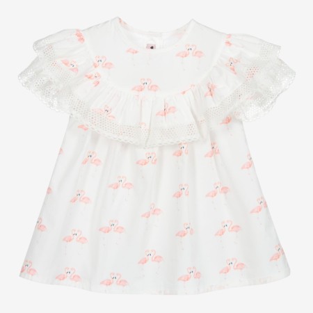Ivory tunic with flamingos Ivory tunic with flamingos