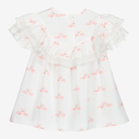 Ivory tunic with flamingos 