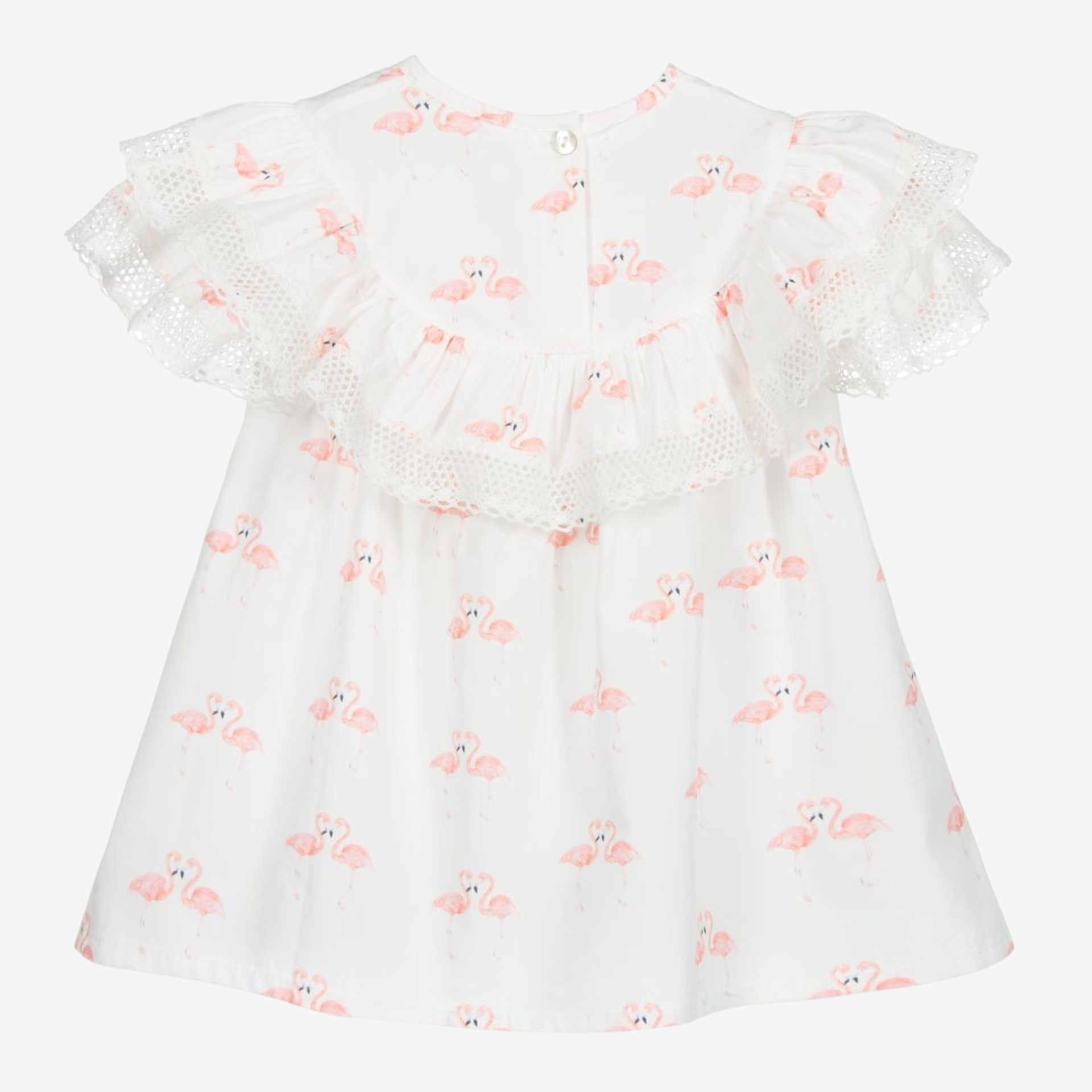 Ivory tunic with flamingos