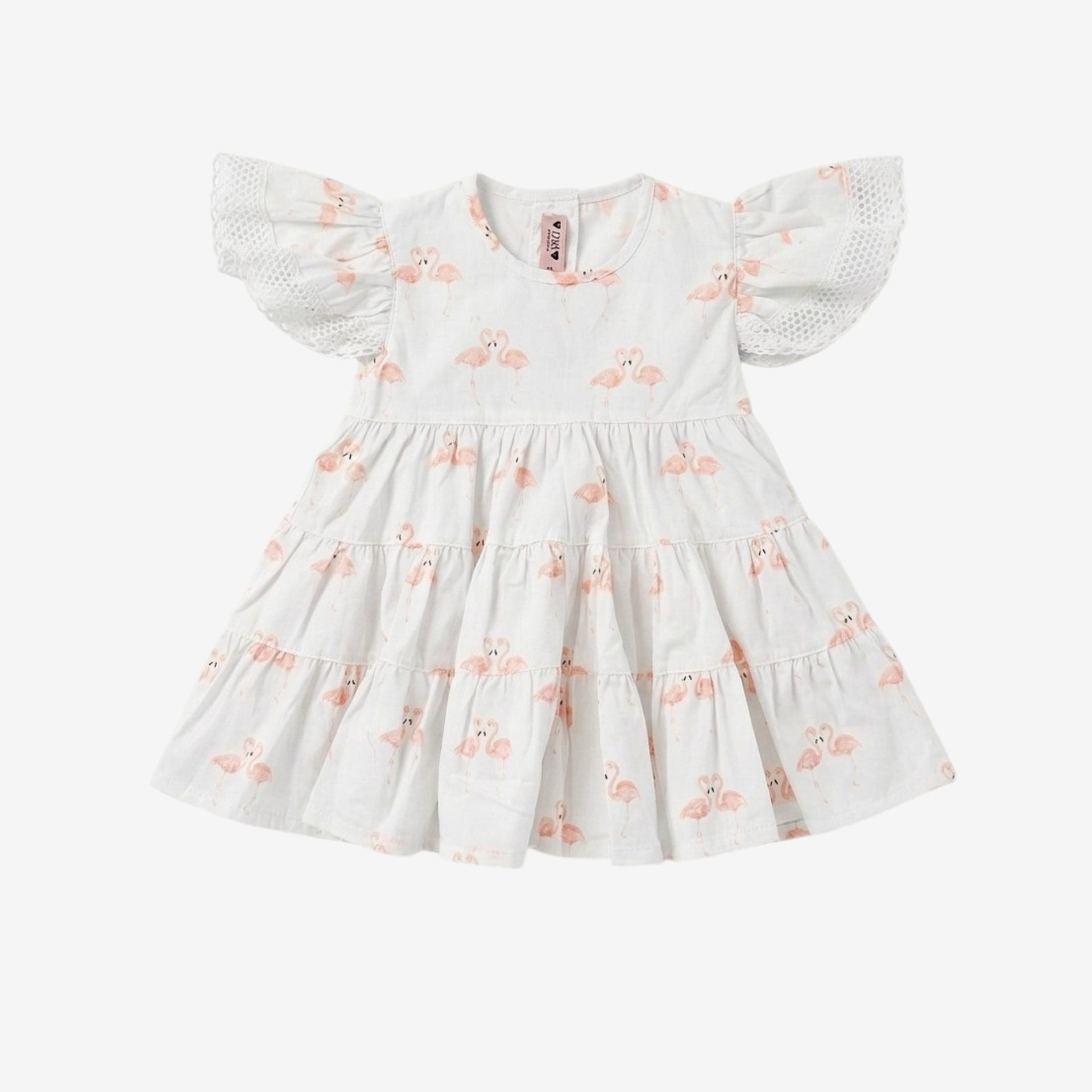 Robe ivoire à motifs de flamants roses