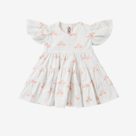 Robe ivoire à motifs de flamants roses Robe ivoire à motifs de flamants roses