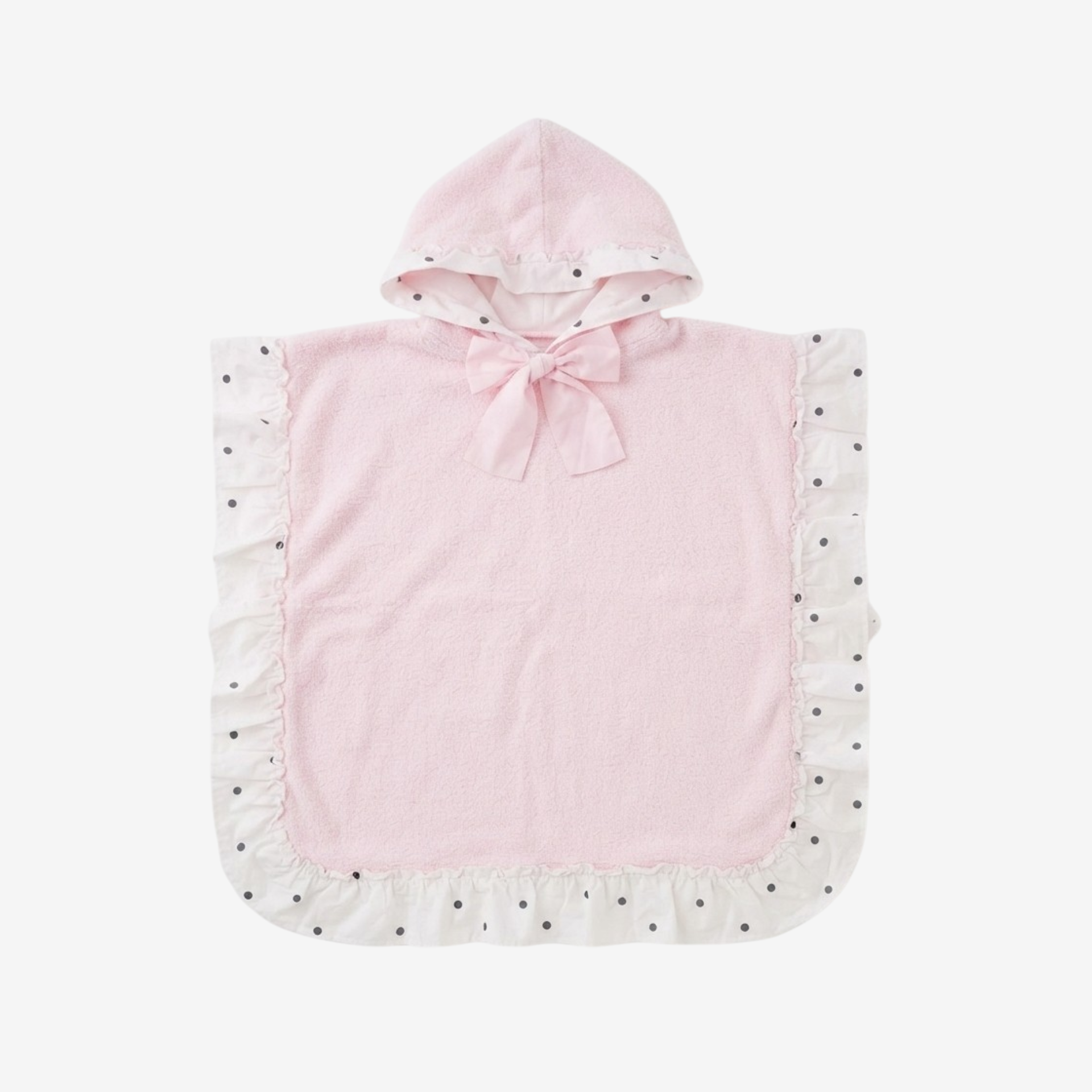 Poncho à pois noirs et nœud rose