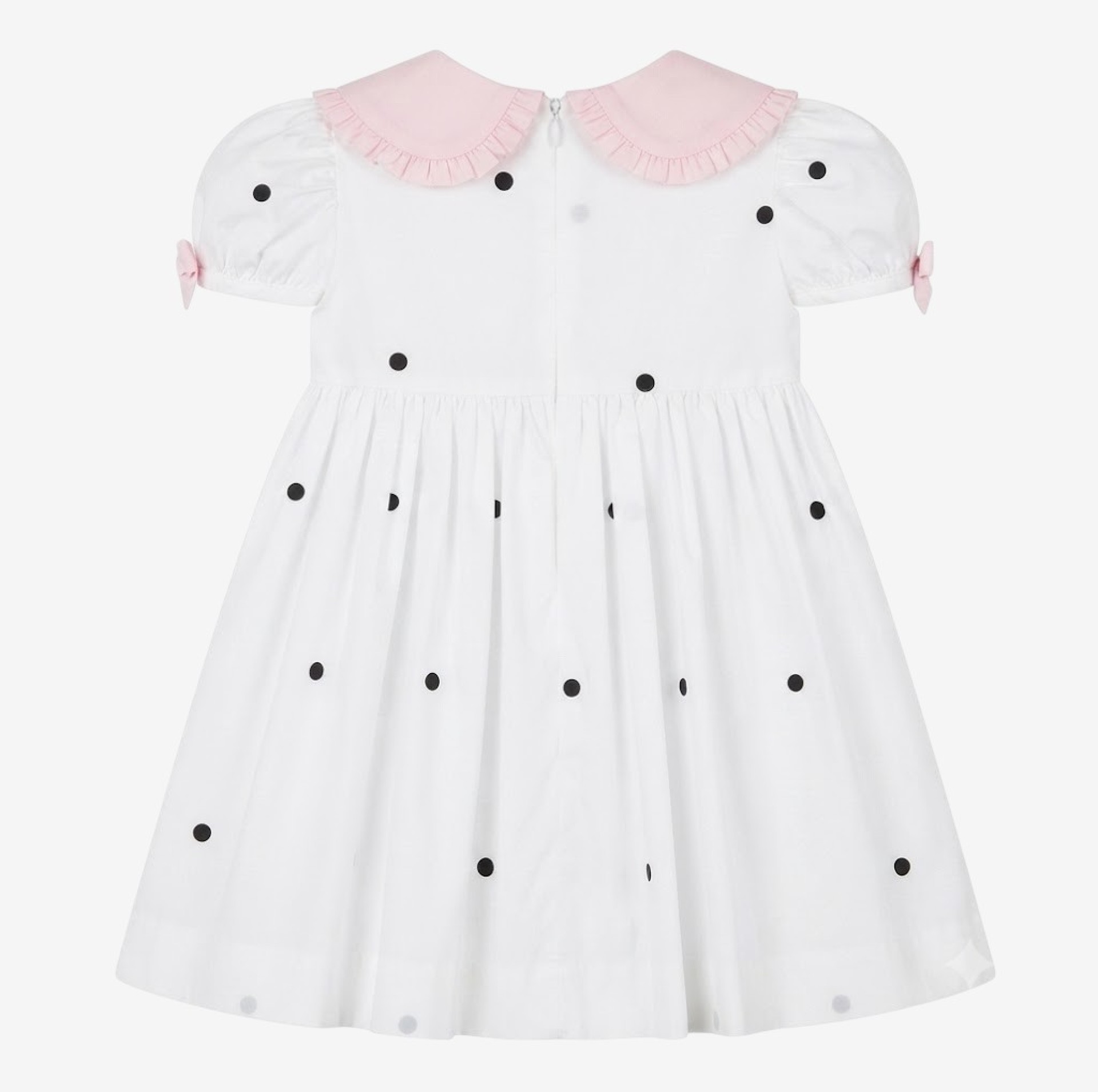 Robe noire à pois avec col rose