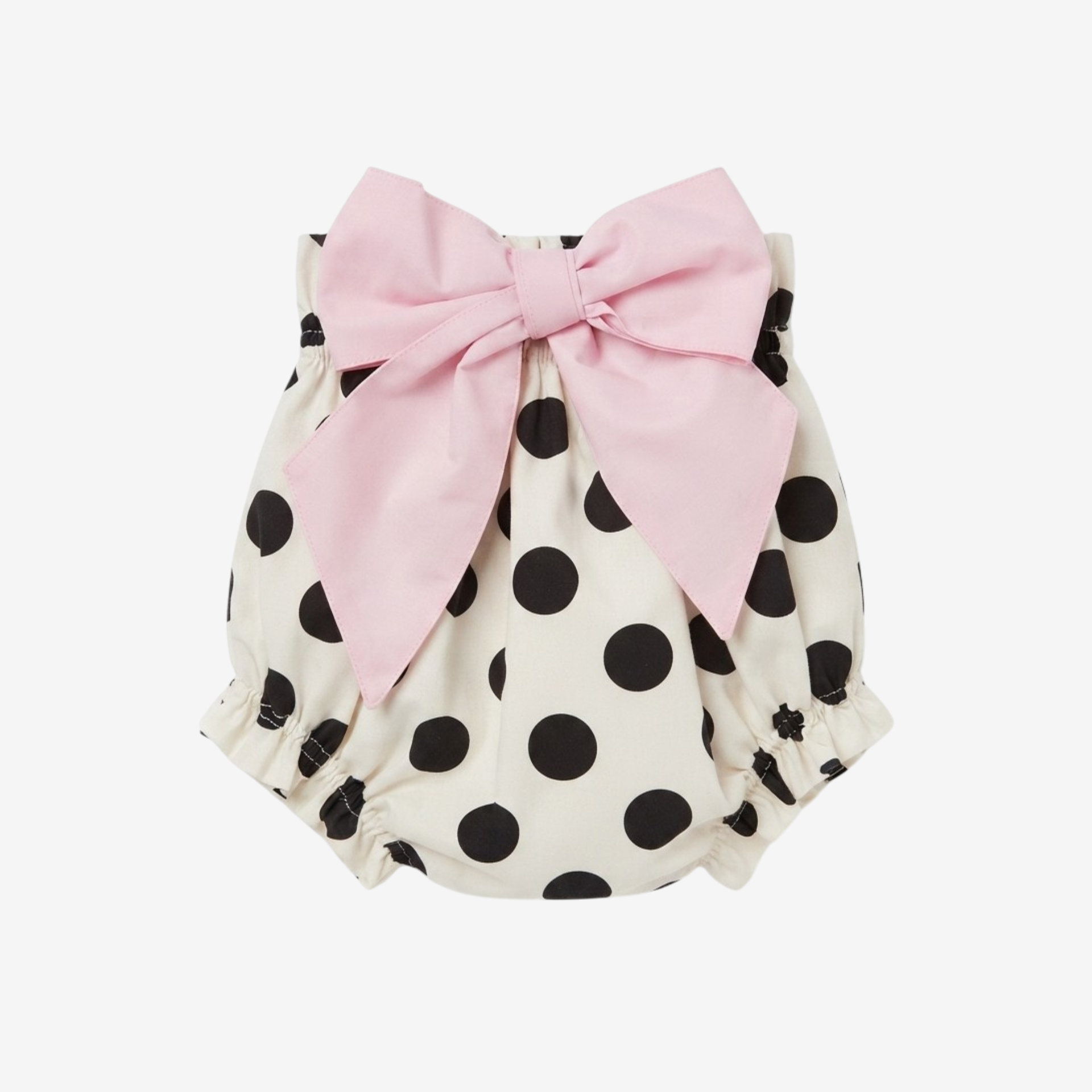 Culotte noire à pois avec nœud rose