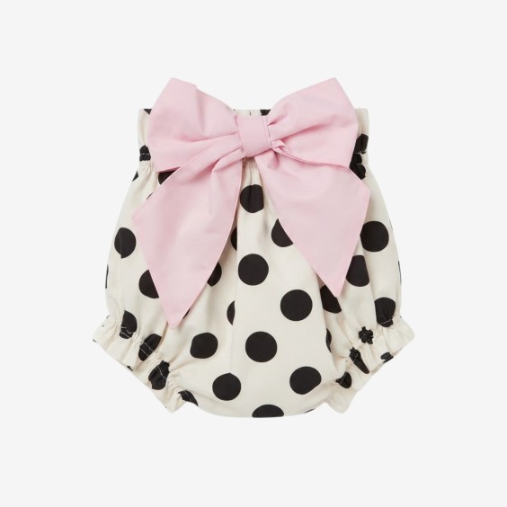 Black polka dot underwear with pink bow
