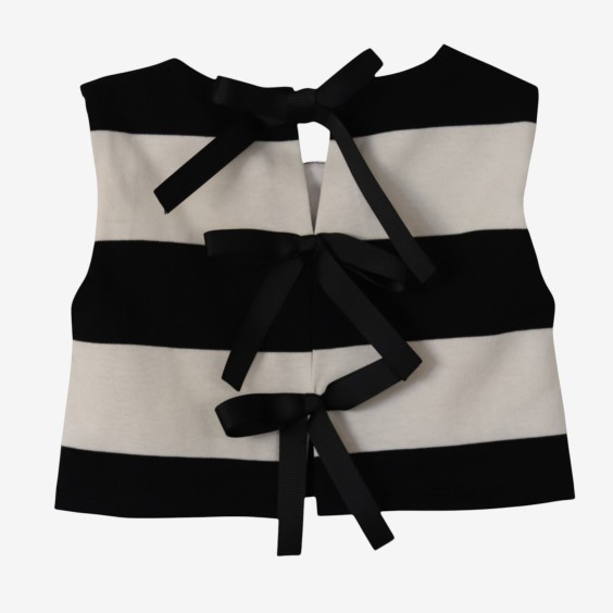 Black and white striped blouse with bows
