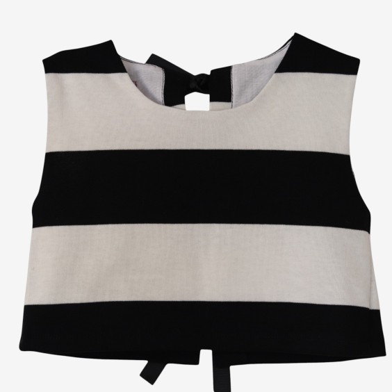 Black and white striped blouse with bows
