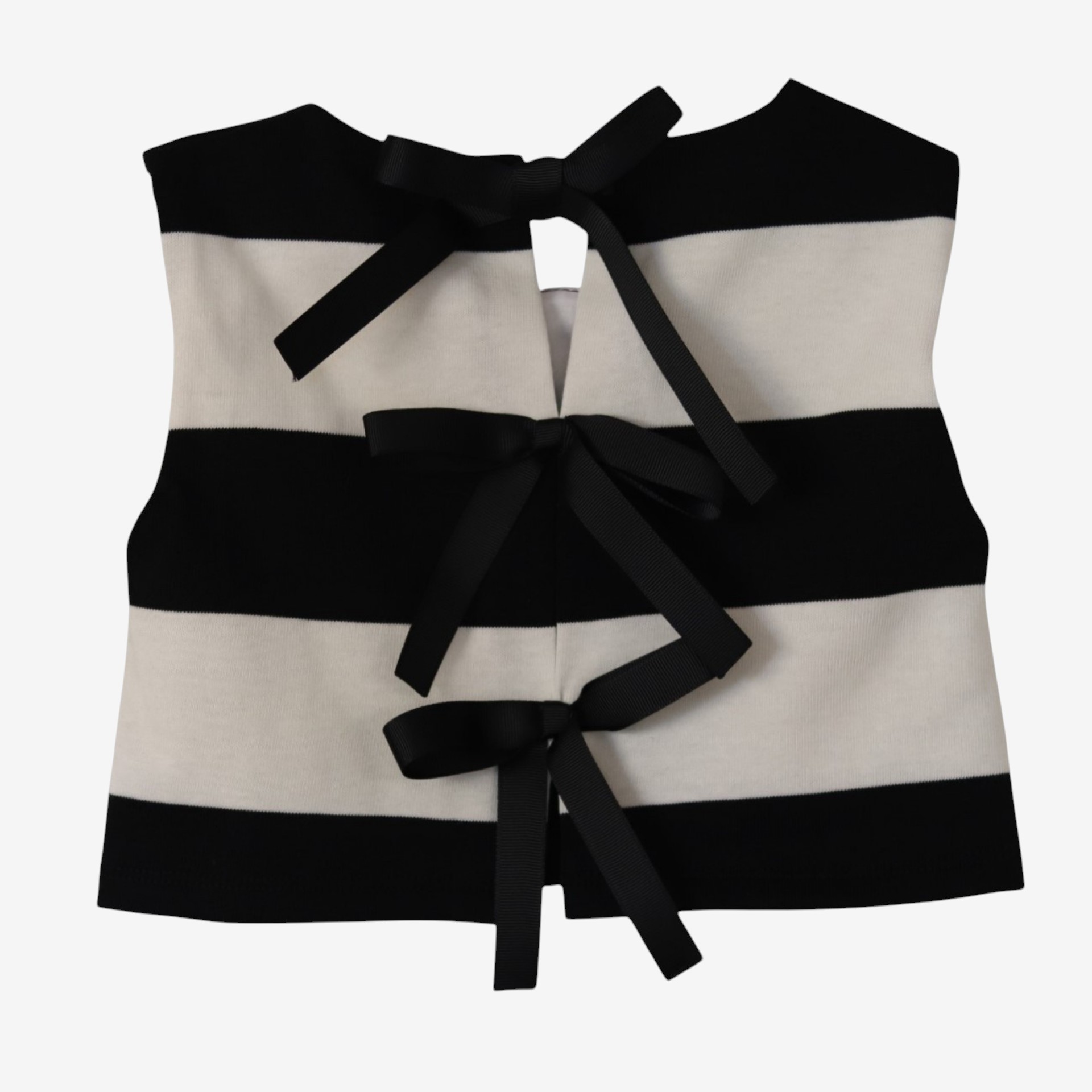 Blusa riscas preto e branco laços