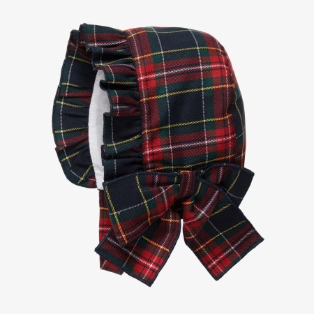 Blue and burgundy plaid bonnet Blue and burgundy plaid bonnet