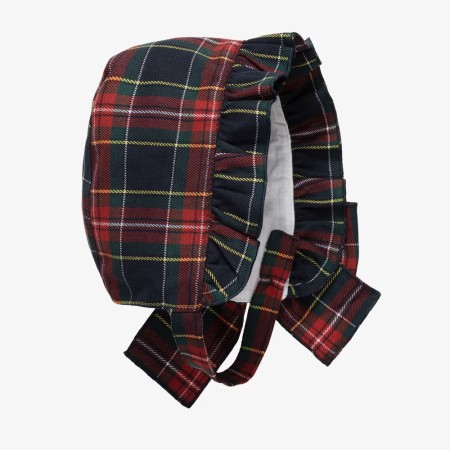 Blue and burgundy plaid bonnet Blue and burgundy plaid bonnet