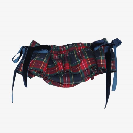 Blue and burgundy plaid bloomer with bows Blue and burgundy plaid bloomer with bows