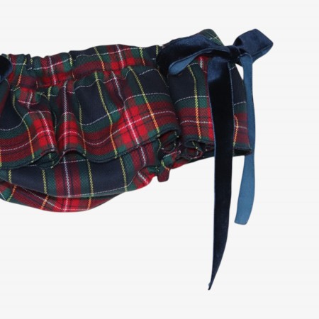 Blue and burgundy plaid bloomer with bows Blue and burgundy plaid bloomer with bows