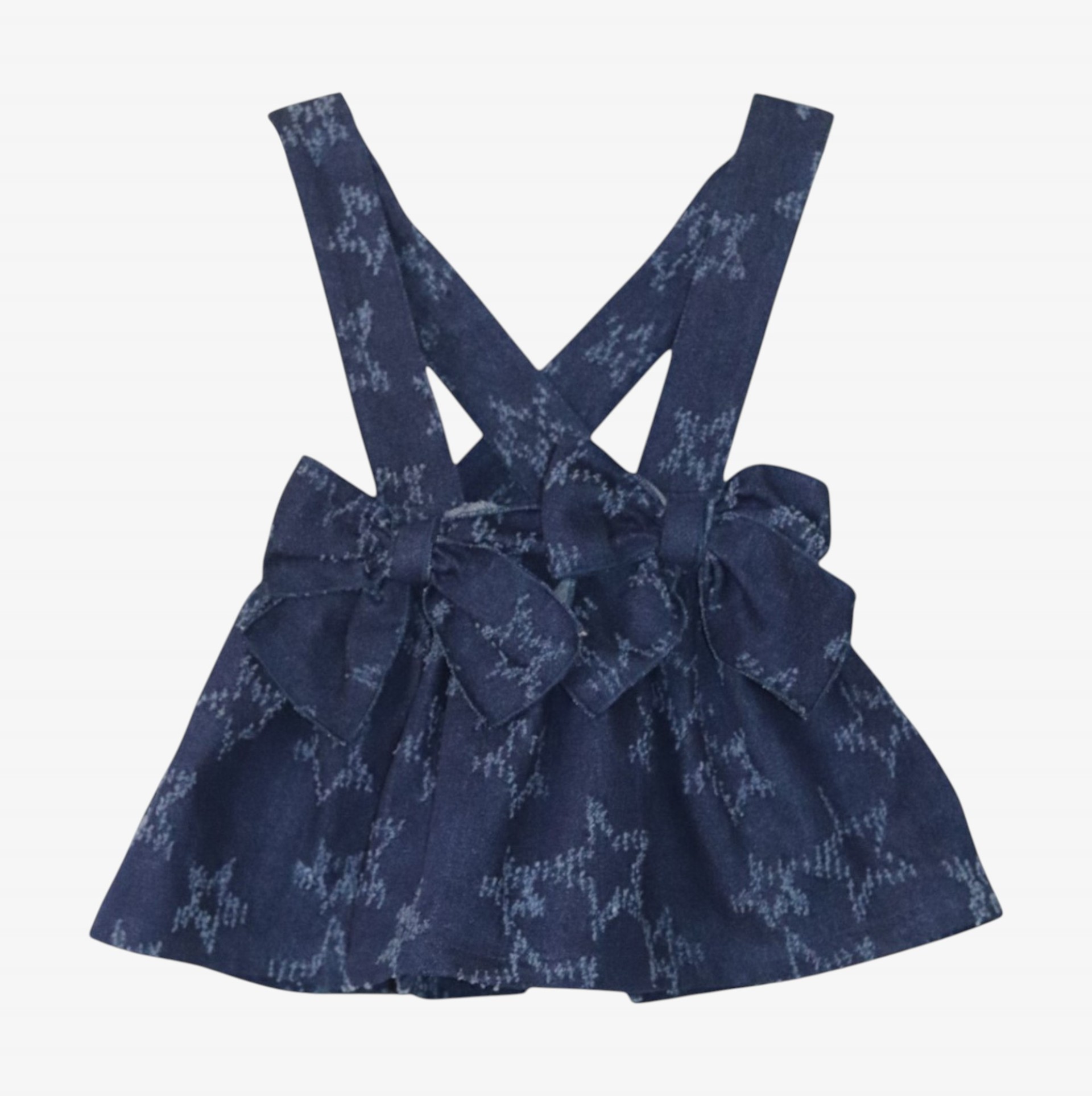 Blue denim skirt with straps