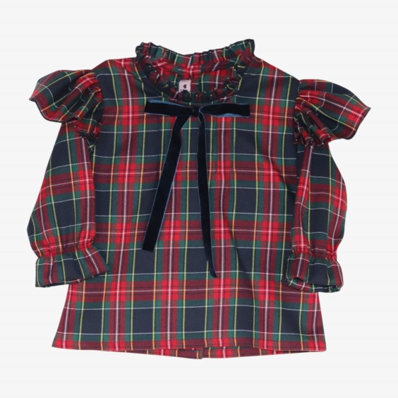Blue and burgundy plaid blouse