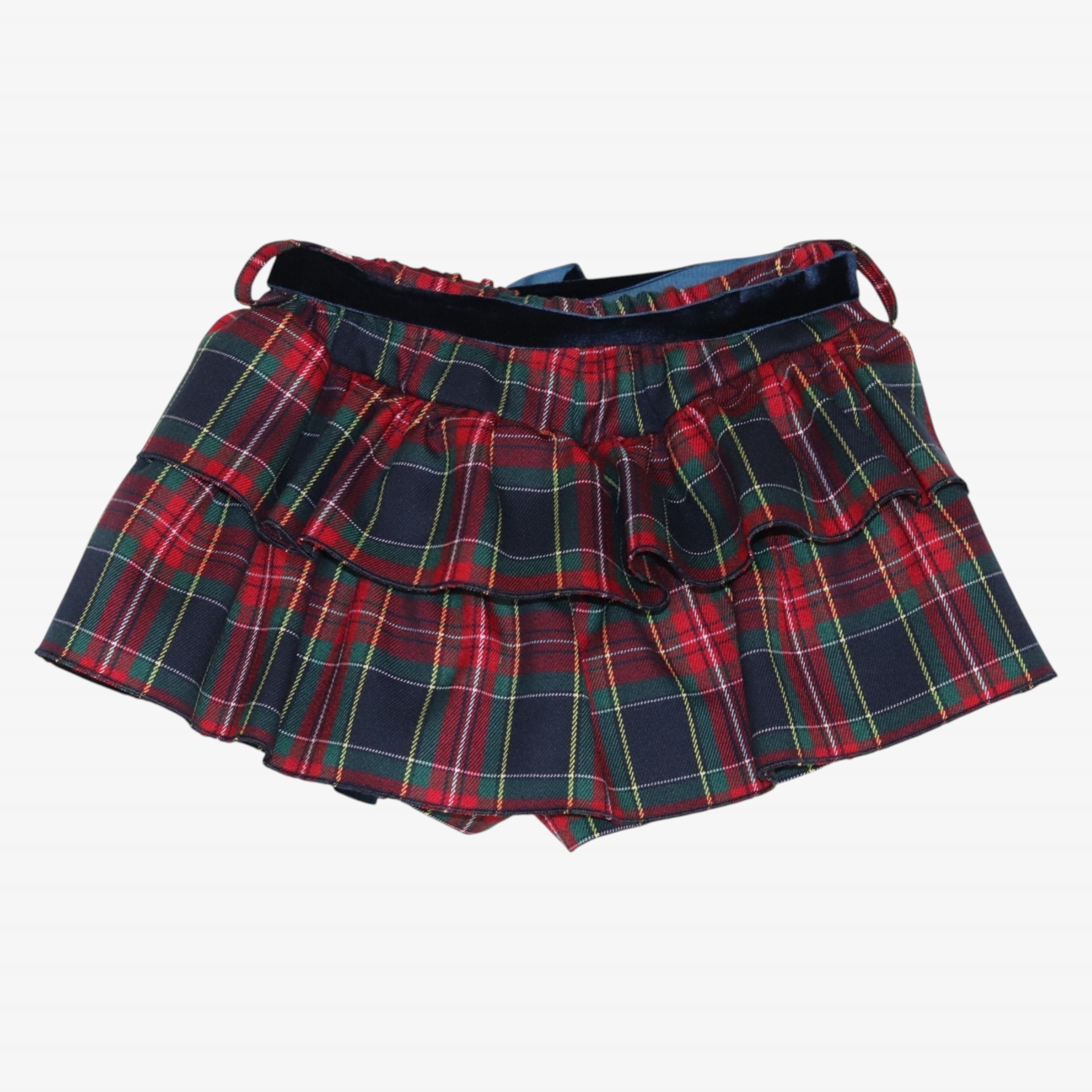 Blue and burgundy checkered skort