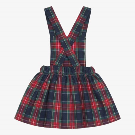 Dungaree skirt with blue and burgundy checkered Dungaree skirt with blue and burgundy checkered