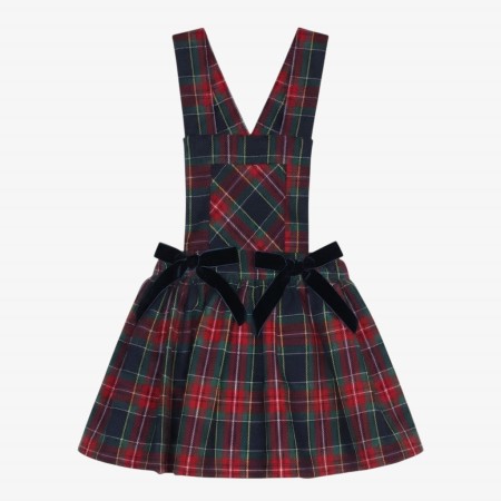 Dungaree skirt with blue and burgundy checkered Dungaree skirt with blue and burgundy checkered