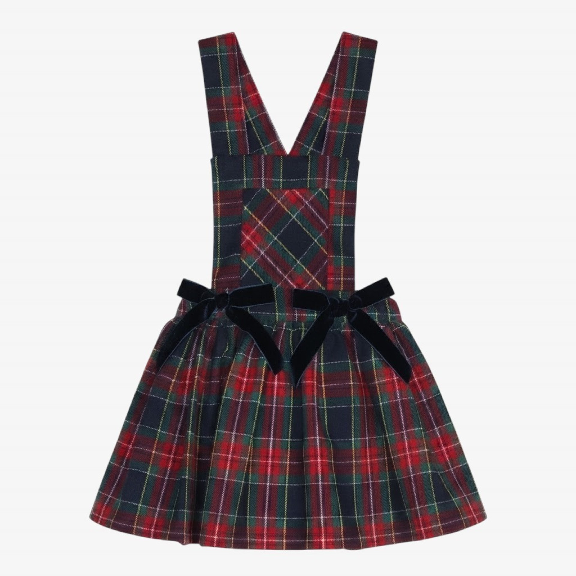 Dungaree skirt with blue and burgundy checkered