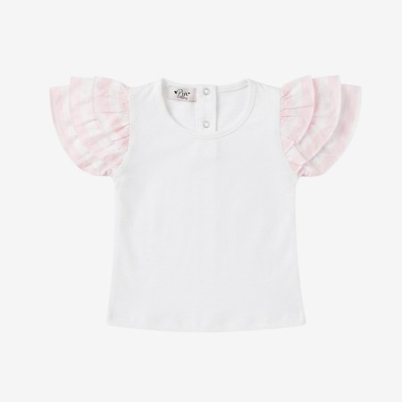 White dots frill T-shirt