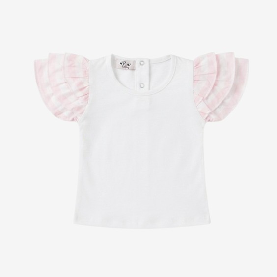 White dots frill T-shirt