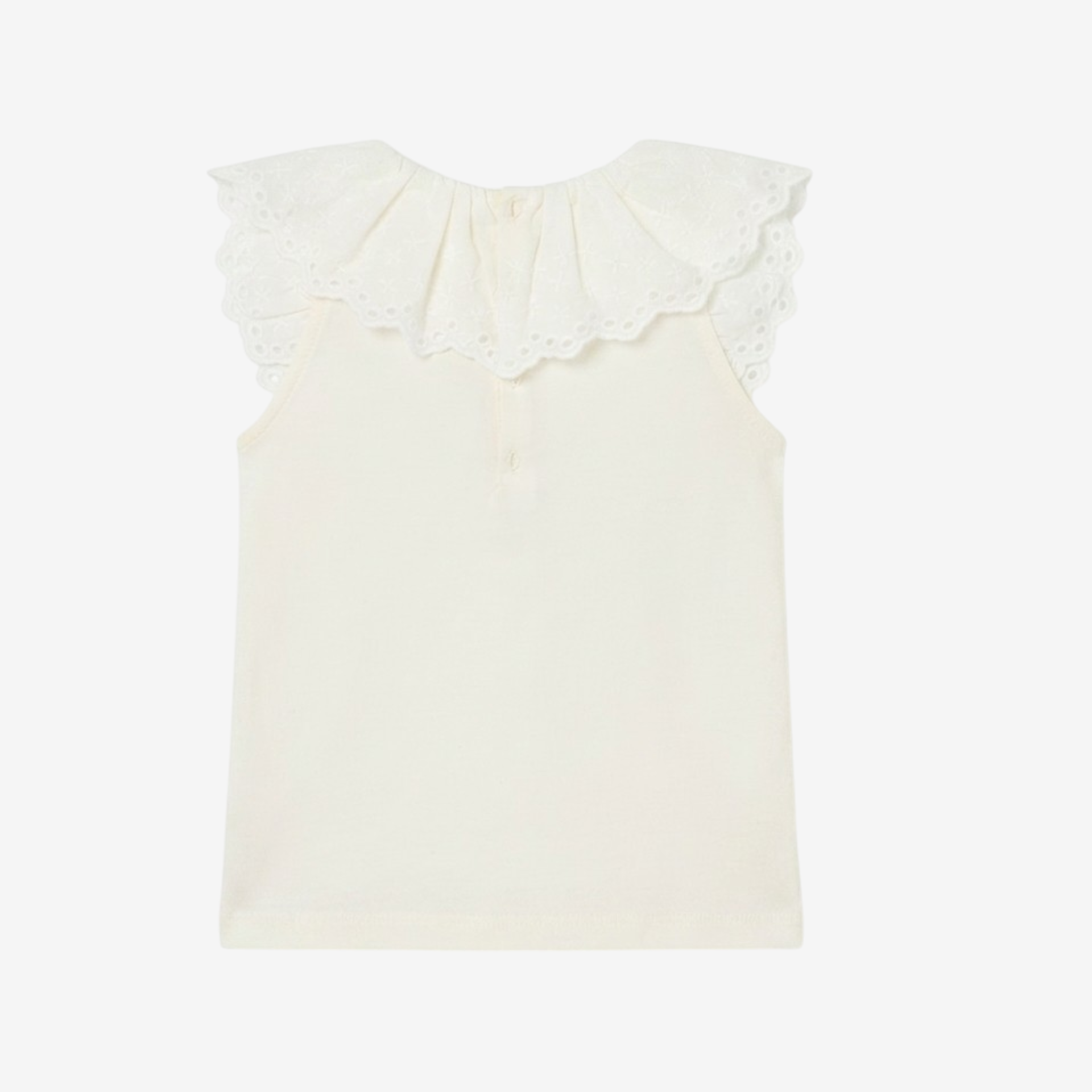 T-shirt with lace collar and lace sleeves
