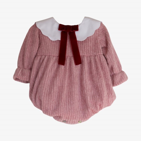 Pink knit romper