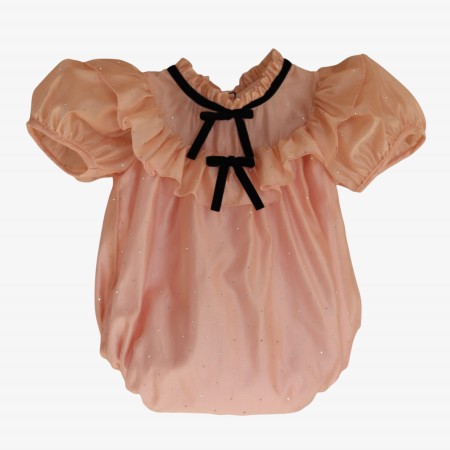 Pink voile romper with silver studs